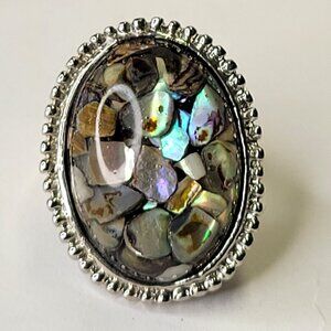 Genuine Abalone Dome Ring With Adjustable band